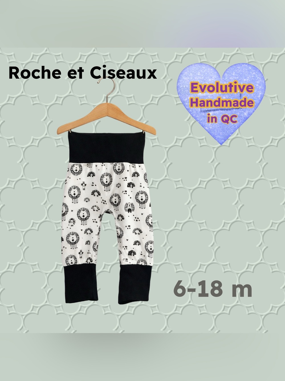 🇨🇦👍GUC ROCHE | 6 m +| Unisex Black & White Hedgehog Print Harem Pants